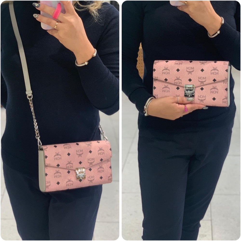 MCM medium pink Mille in Visetos crossbody bag